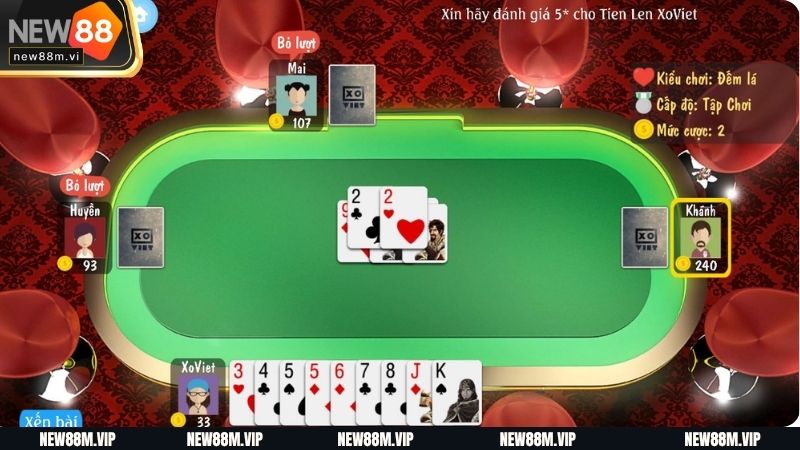 Hình ảnh bàn chơi tiến lên đếm lá đầy kịch tính