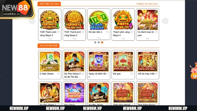 Nổ hũ NEW88 cung cấp hàng trăm game slot đa dạng chủ đề